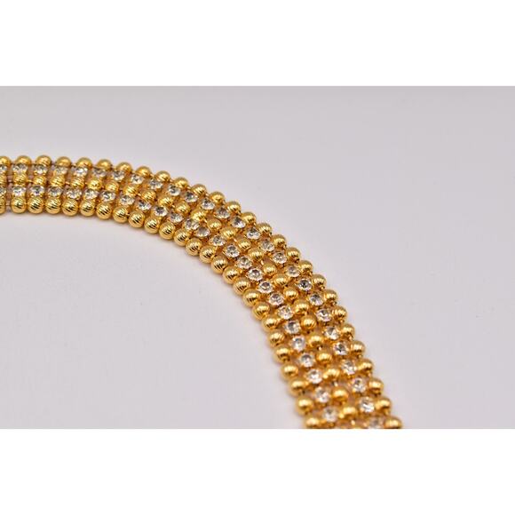 Vintage Gold Tone Rhinestone Mesh Chain Belt Adjustable 32-38\